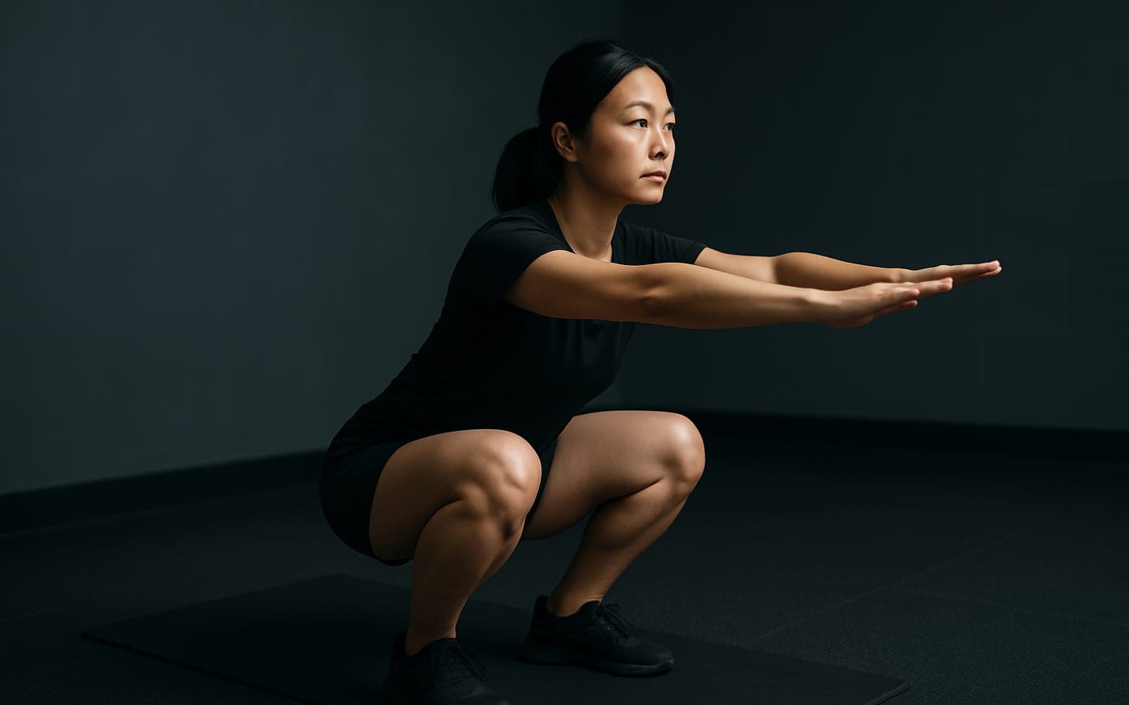 Bodyweight Squat — the working position of the movement